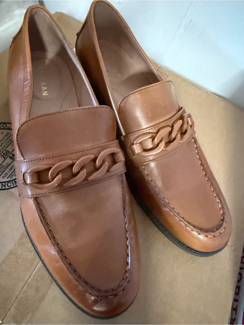 $150 Cole Haan Womens Stassi Chain Loafer Leather  Brown Size 10.5 B New - Picture 12 of 15
